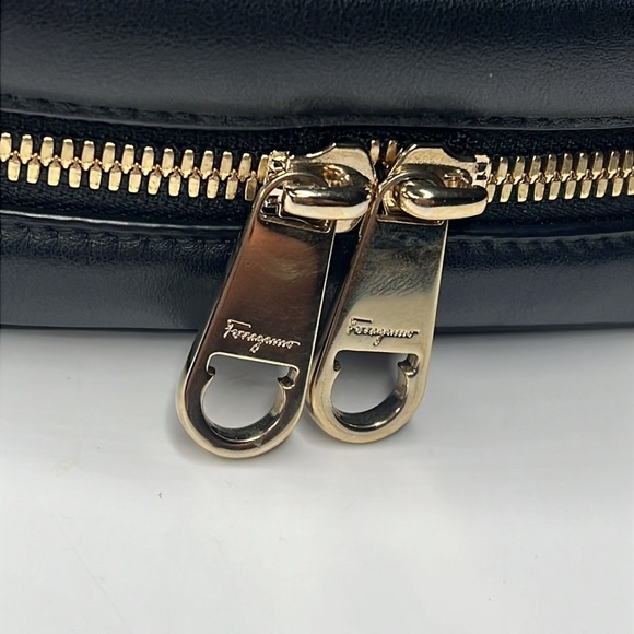 Salvatore Ferragamo Black Leather and Goldtone Logo Belt Bag - Picture 14 of 14
